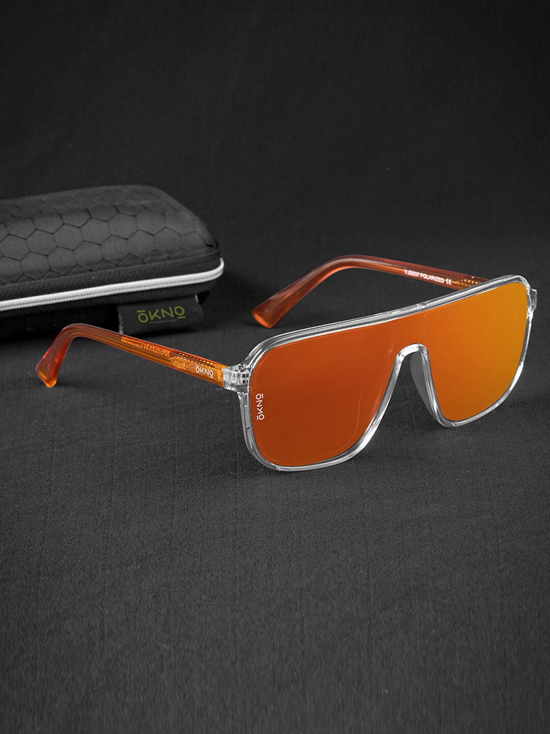 

Eyewearlabs Unisex Rectangle Sunglasses With Polarised Lens ELOKRyftJFC5, Orange