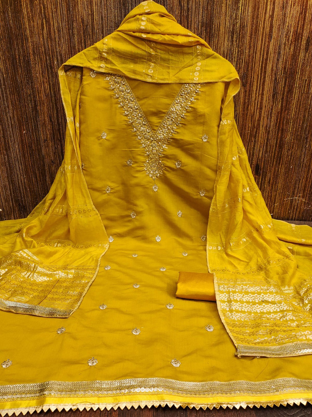 

LeeliPeeri Designer Embroidered Unstitched Dress Material, Yellow