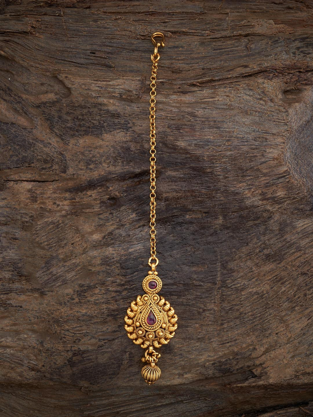 

Kushal's Fashion Jewellery Gold-Plated Artificial Stones Studded Maang Tikka