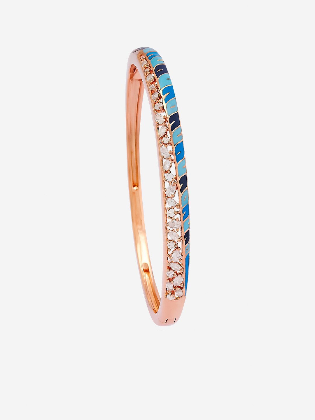 

Kushal's Fashion Jewellery Rose Gold-Plated Meenakari Stone Studded Kada Bracelet