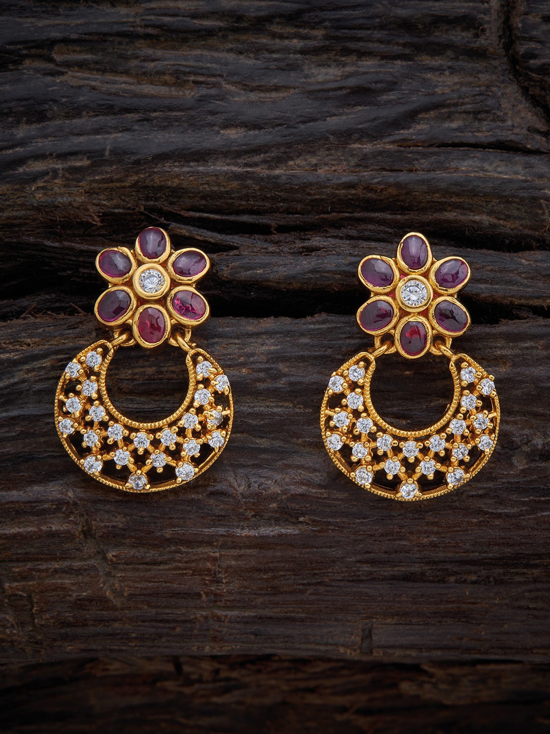 

Kushal's Fashion Jewellery Gold-Plated Cubic Zirconia Studded Circular Drop Earrings