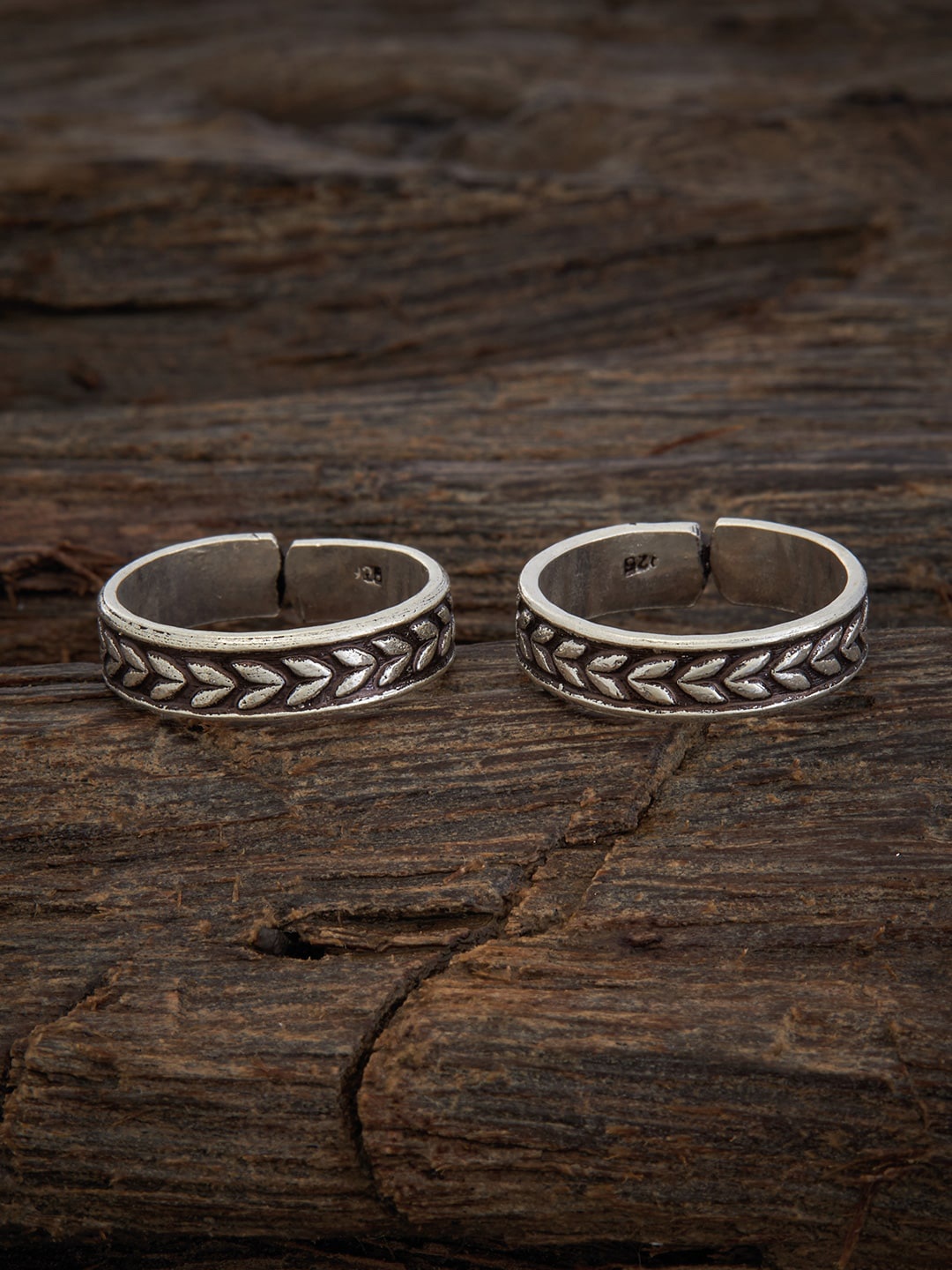 

Kushal's Fashion Jewellery Set Of 2 Sterling Silver Rhodium-Plated Toe Rings