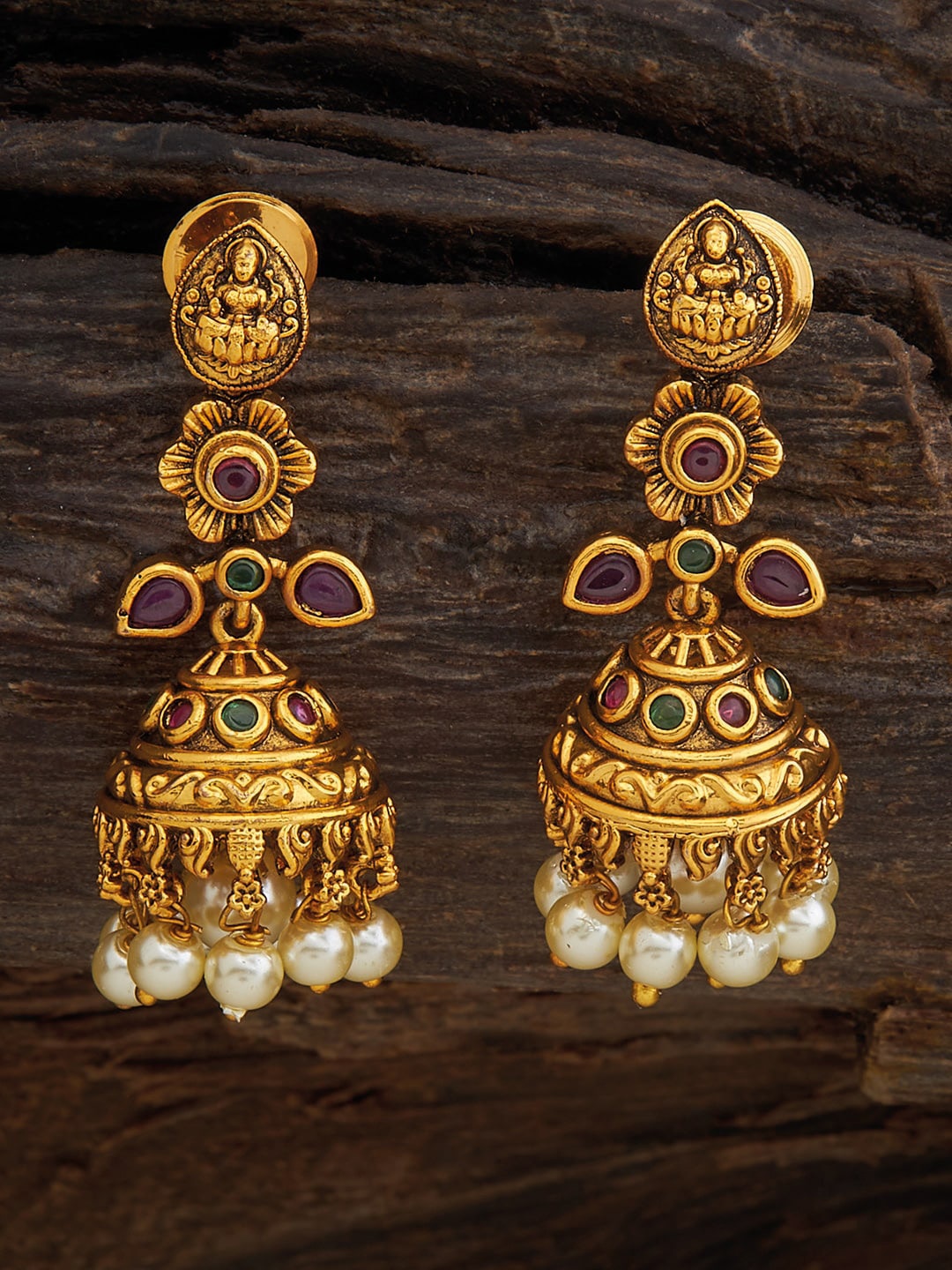 

Kushal's Fashion Jewellery Gold-Plated Beads Beaded Dome Shaped Jhumkas