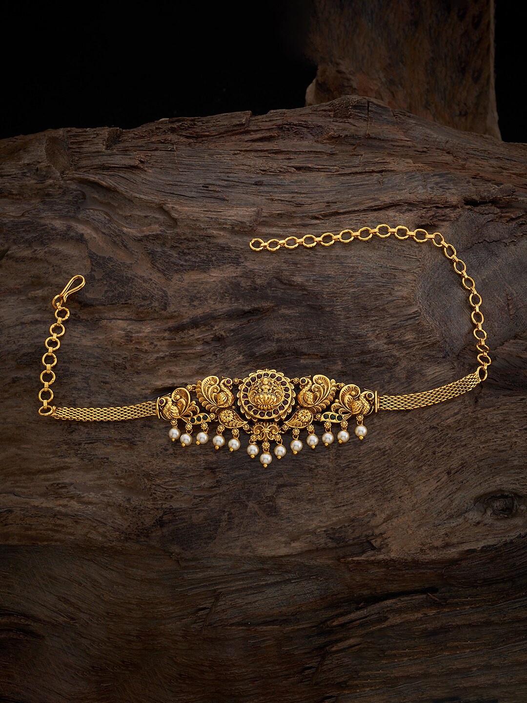 

Kushal's Fashion Jewellery Gold-Plated Stone-Studded & Beaded Antique Armlet