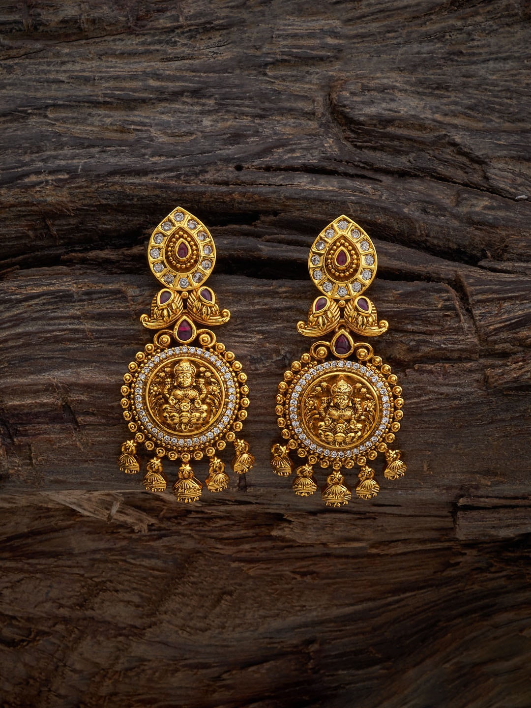 

Kushal's Fashion Jewellery Gold-Plated Stone Studded Drop Earrings