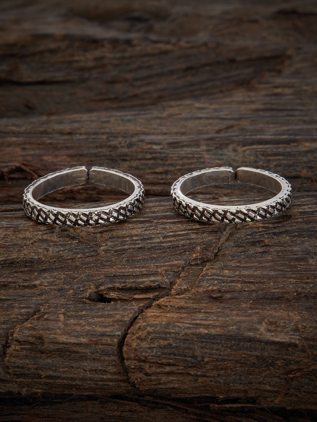 

Kushal's Fashion Jewellery Set Of 2 Sterling Silver Rhodium-Plated Toe Rings