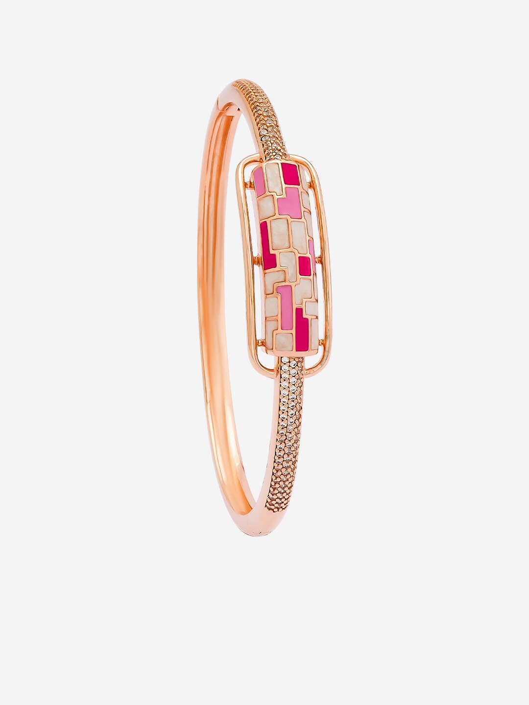 

Kushal's Fashion Jewellery Rose Gold-Plated Cubic Zirconia-Studded Kada Bracelet