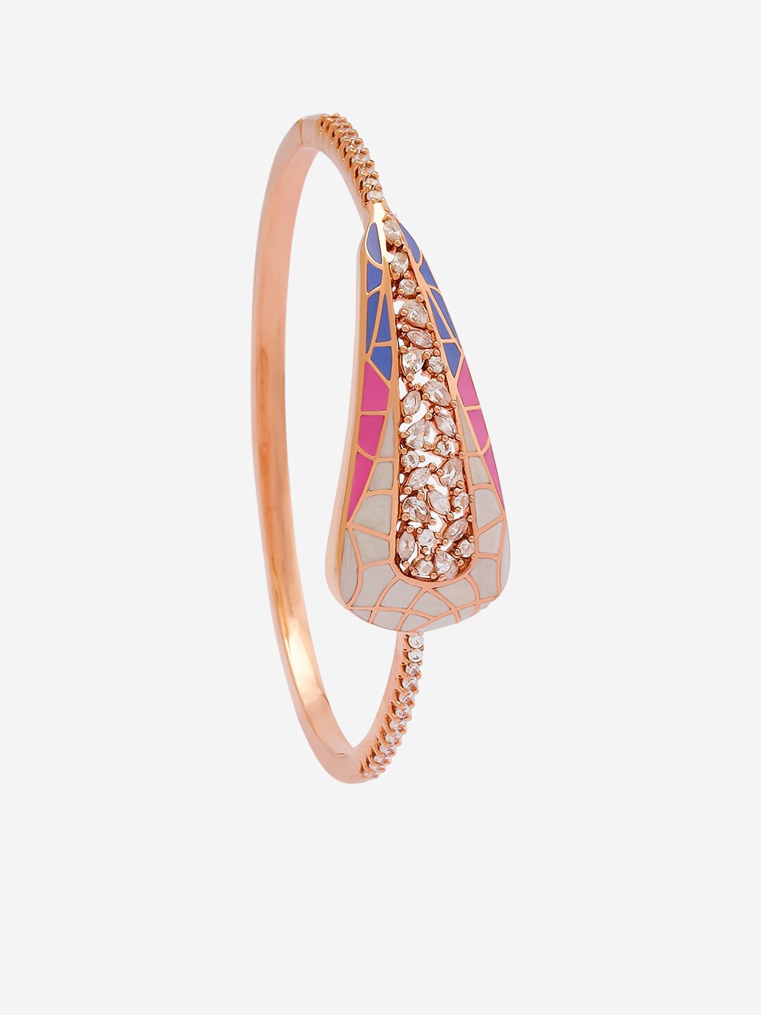 

Kushal's Fashion Jewellery Rose Gold-Plated Stone Studded Kada Bracelet