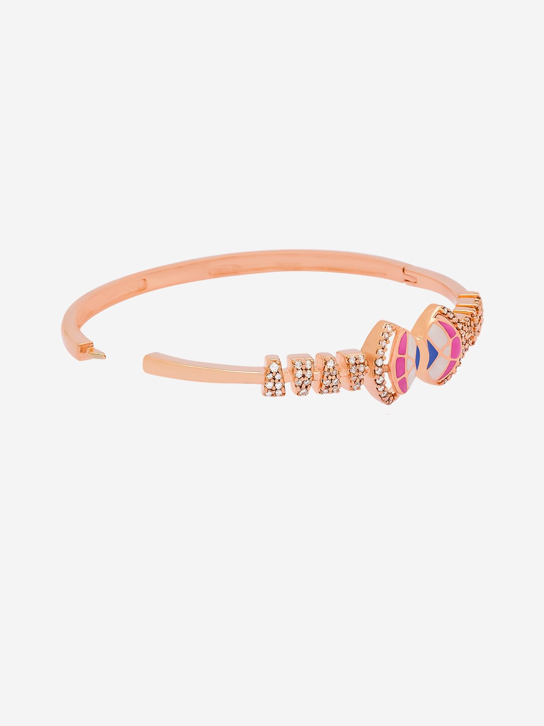 

Kushal's Fashion Jewellery Women Meenakari Rose Gold-Plated Kada Bracelet