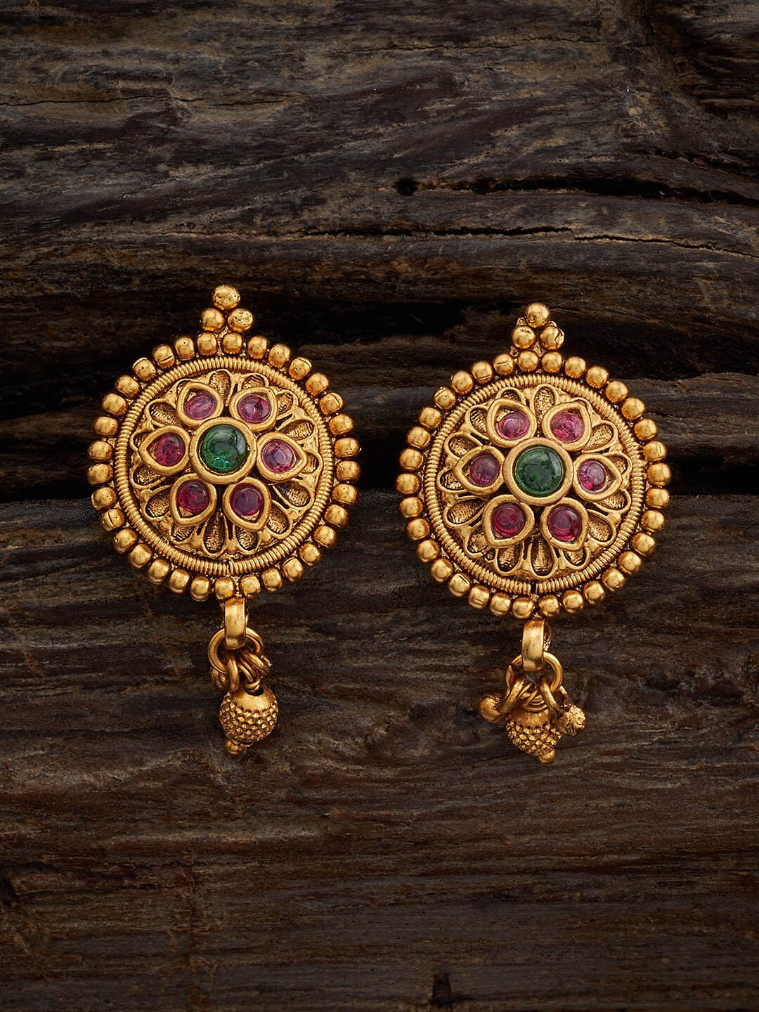 

Kushal's Fashion Jewellery Gold-Plated Stones Studded Contemporary Drop Earrings