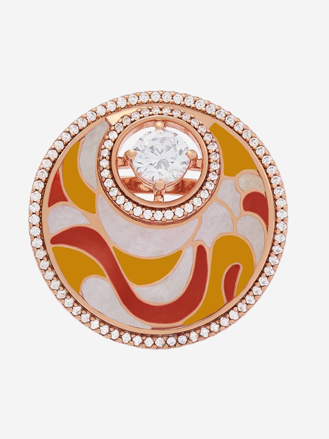 

Kushal's Fashion Jewellery Rose Gold-Plated Cubic Zirconia-Studded Adjustable Finger Ring
