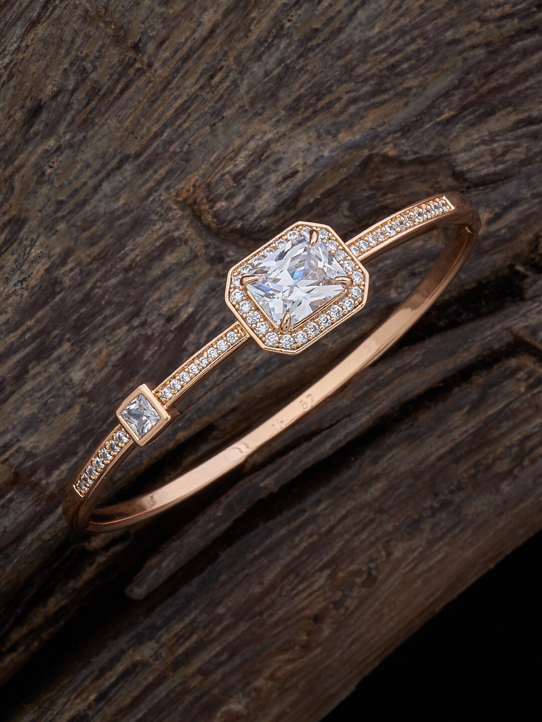 

Kushal's Fashion Jewellery Gold-Plated Cubic Zirconia Kada Bracelet