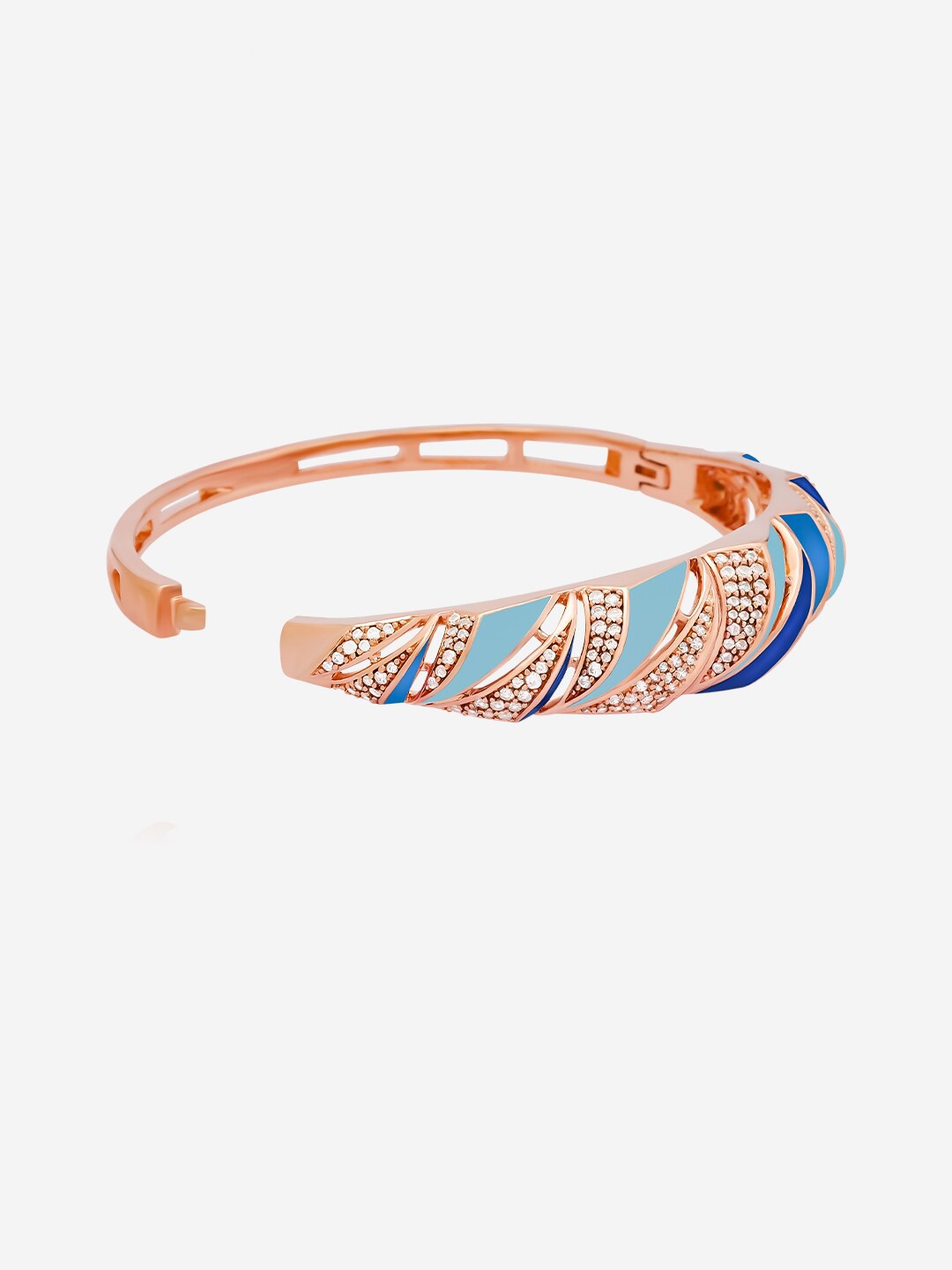 

Kushal's Fashion Jewellery Women Meenakari Rose Gold-Plated Kada Bracelet, White