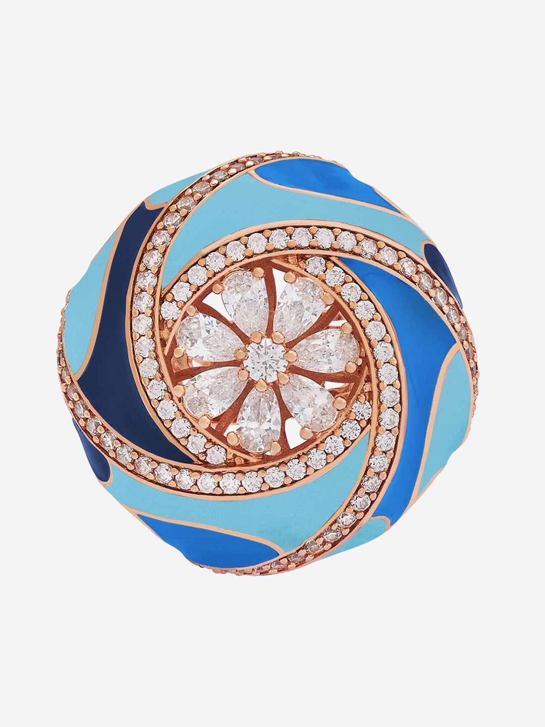 

Kushal's Fashion Jewellery Rose Gold Plated Cubic Zirconia Stone Studded Finger Ring