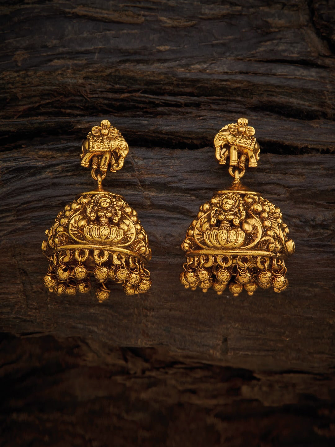 

Kushal's Fashion Jewellery Gold-Plated Dome Shaped Jhumkas