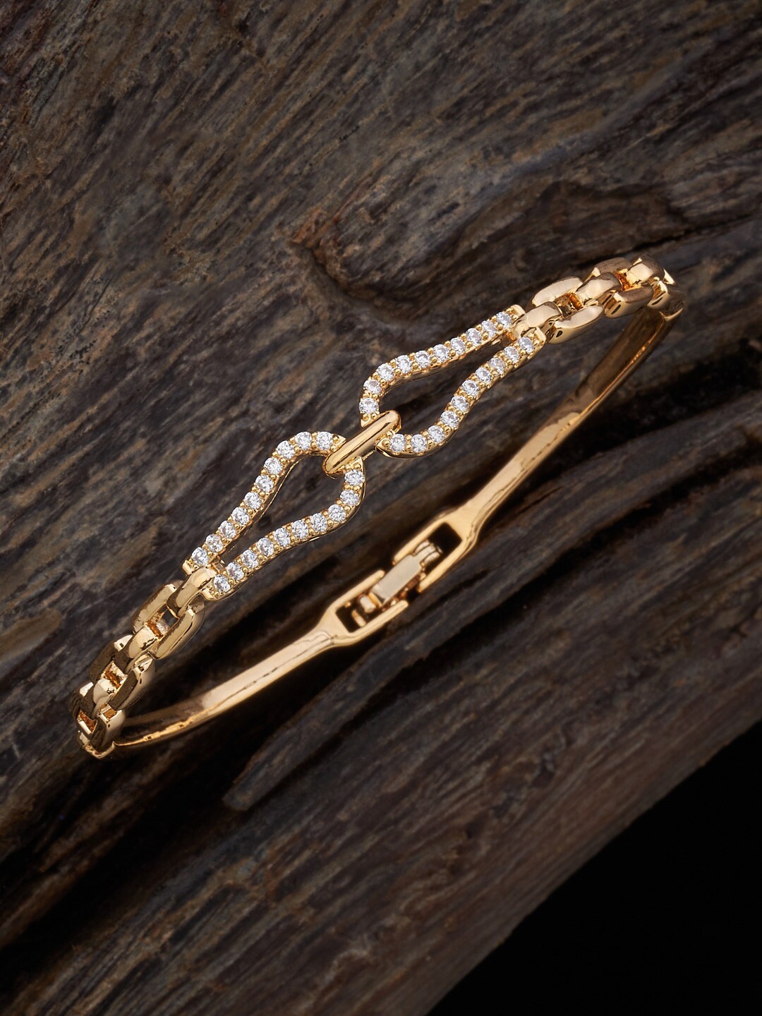 

Kushal's Fashion Jewellery Women Gold-Plated Cubic Zirconia Kada Bracelet
