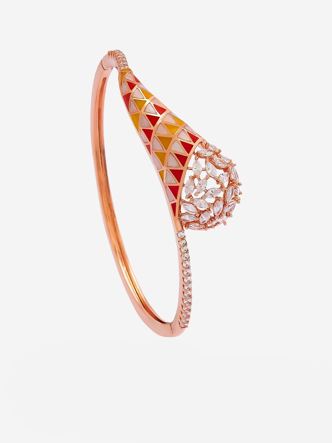 

Kushal's Fashion Jewellery Women Meenakari Rose Gold-Plated Kada Bracelet