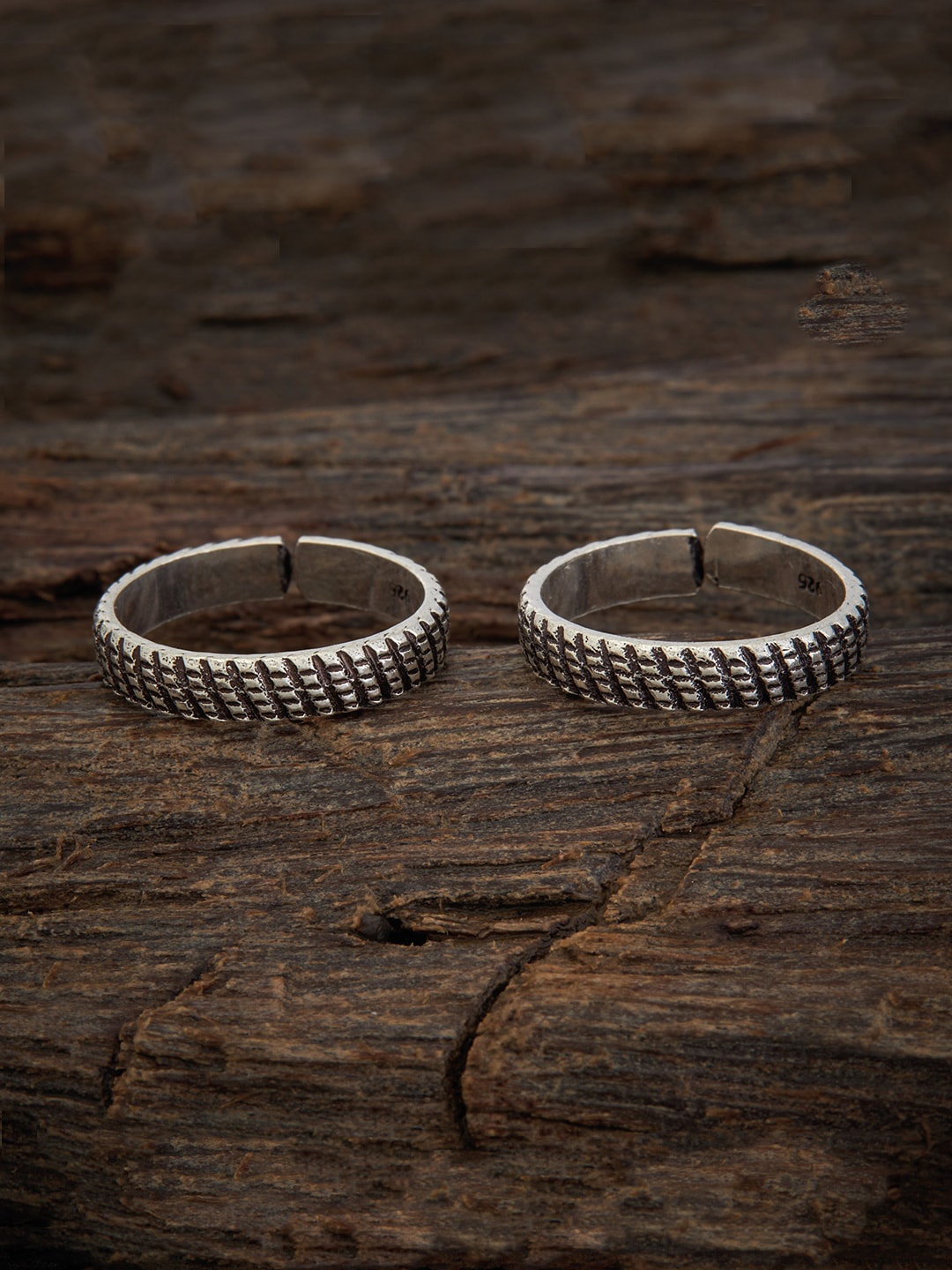 

Kushal's Fashion Jewellery Set Of 2 Silver Rhodium-Plated Toe Rings
