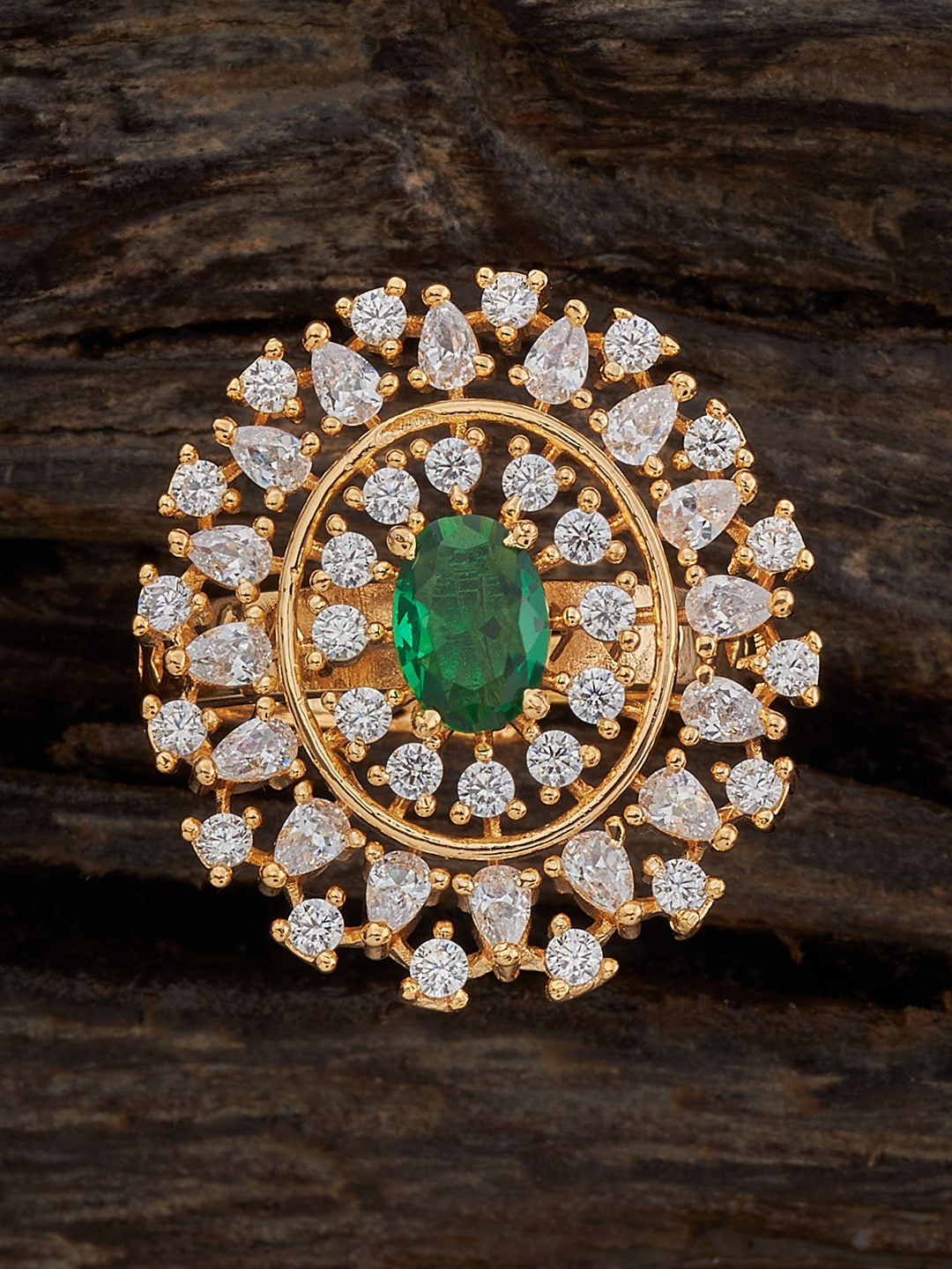 

Kushal's Fashion Jewellery Gold Plated Cubic Zirconia Studded Ring