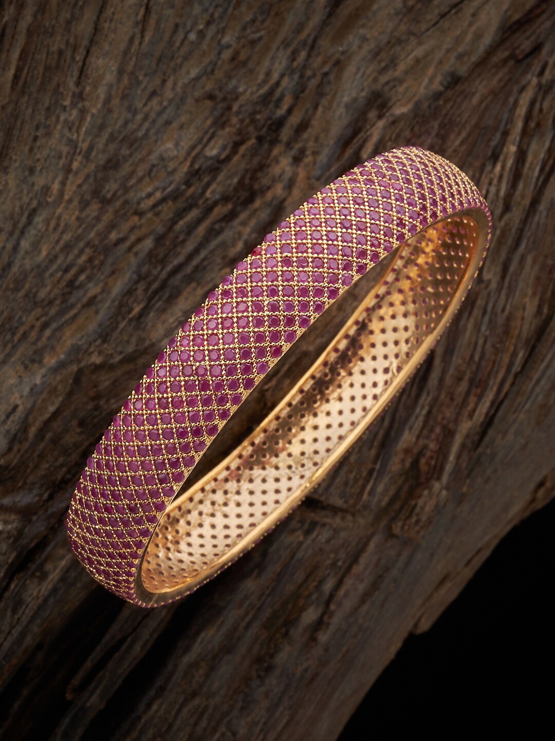 

Kushal's Fashion Jewellery Gold-Plated CZ-Studded Bangles