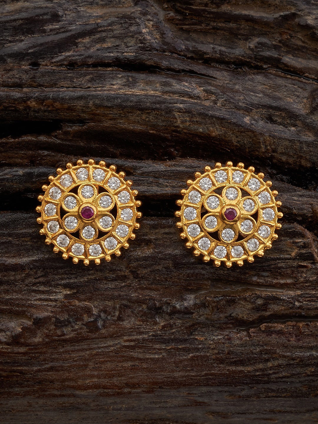 

Kushal's Fashion Jewellery Gold-Plated 92.5 Pure Silver Stone Studded Studs Earrings