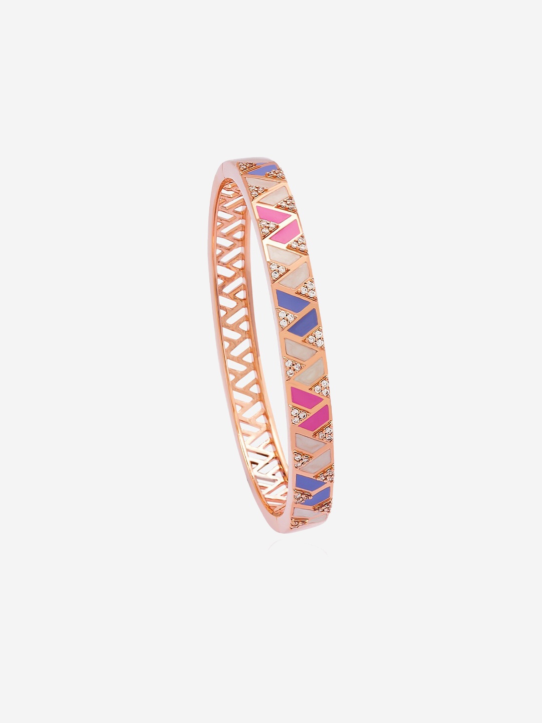 

Kushal's Fashion Jewellery Rose Gold-Plated Stone Studded Kada Bracelet