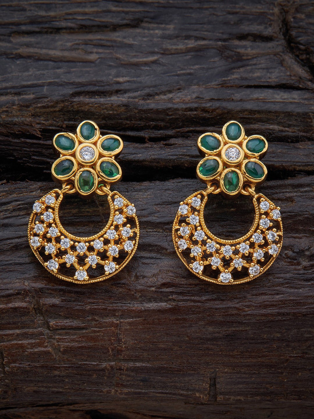 

Kushal's Fashion Jewellery Gold-Plated Circular Drop Earrings, Green