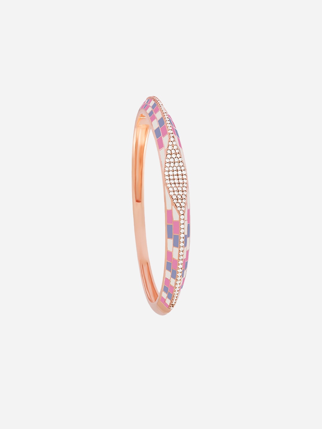

Kushal's Fashion Jewellery Meenakari Rose Gold-Plated Kada Bracelet