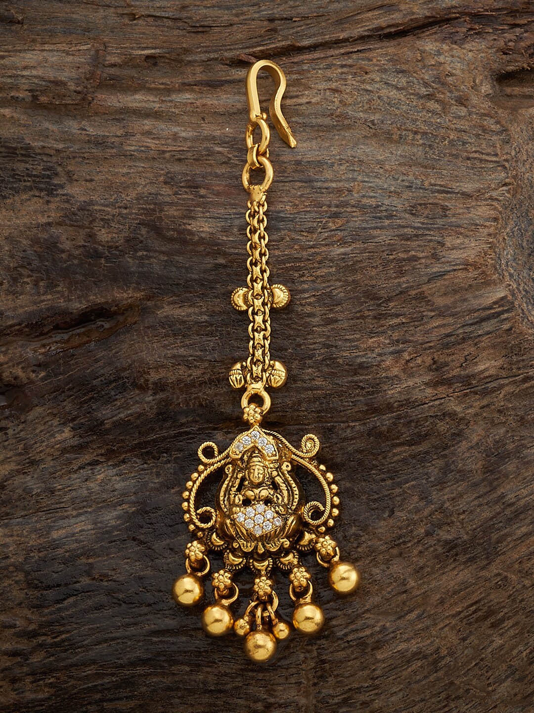 

Kushal's Fashion Jewellery Gold-Plated 92.5 Pure Silver Stones Studded Maang Tikka