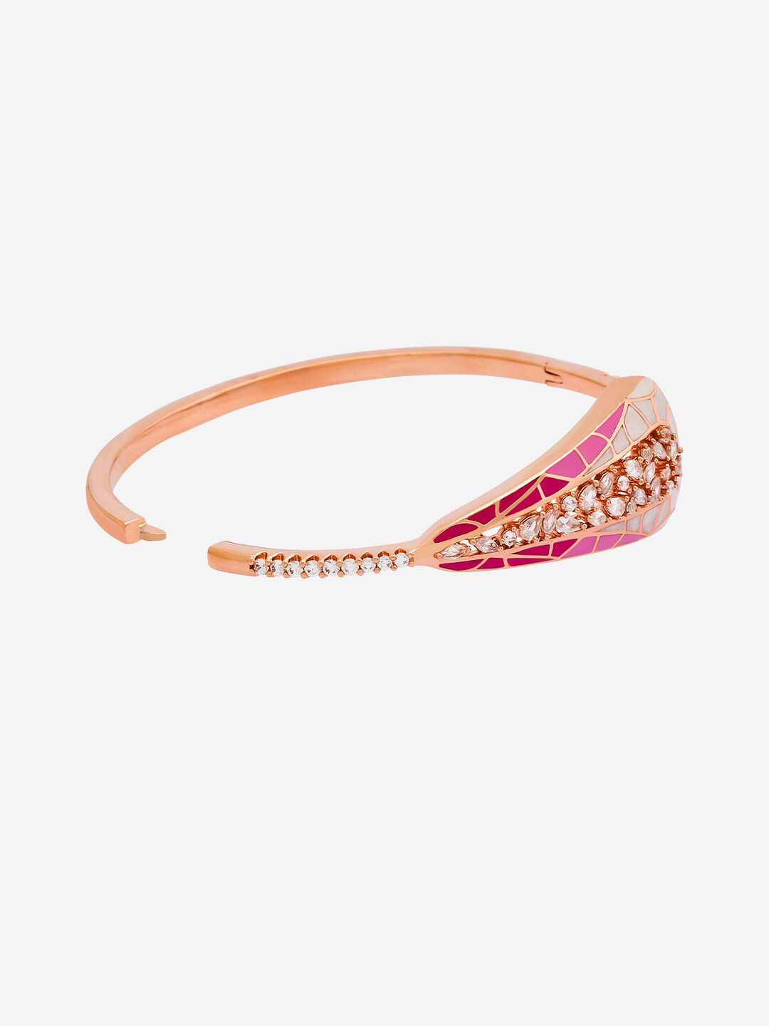 

Kushal's Fashion Jewellery Rose Gold-Plated Meenakari Kada Bracelet