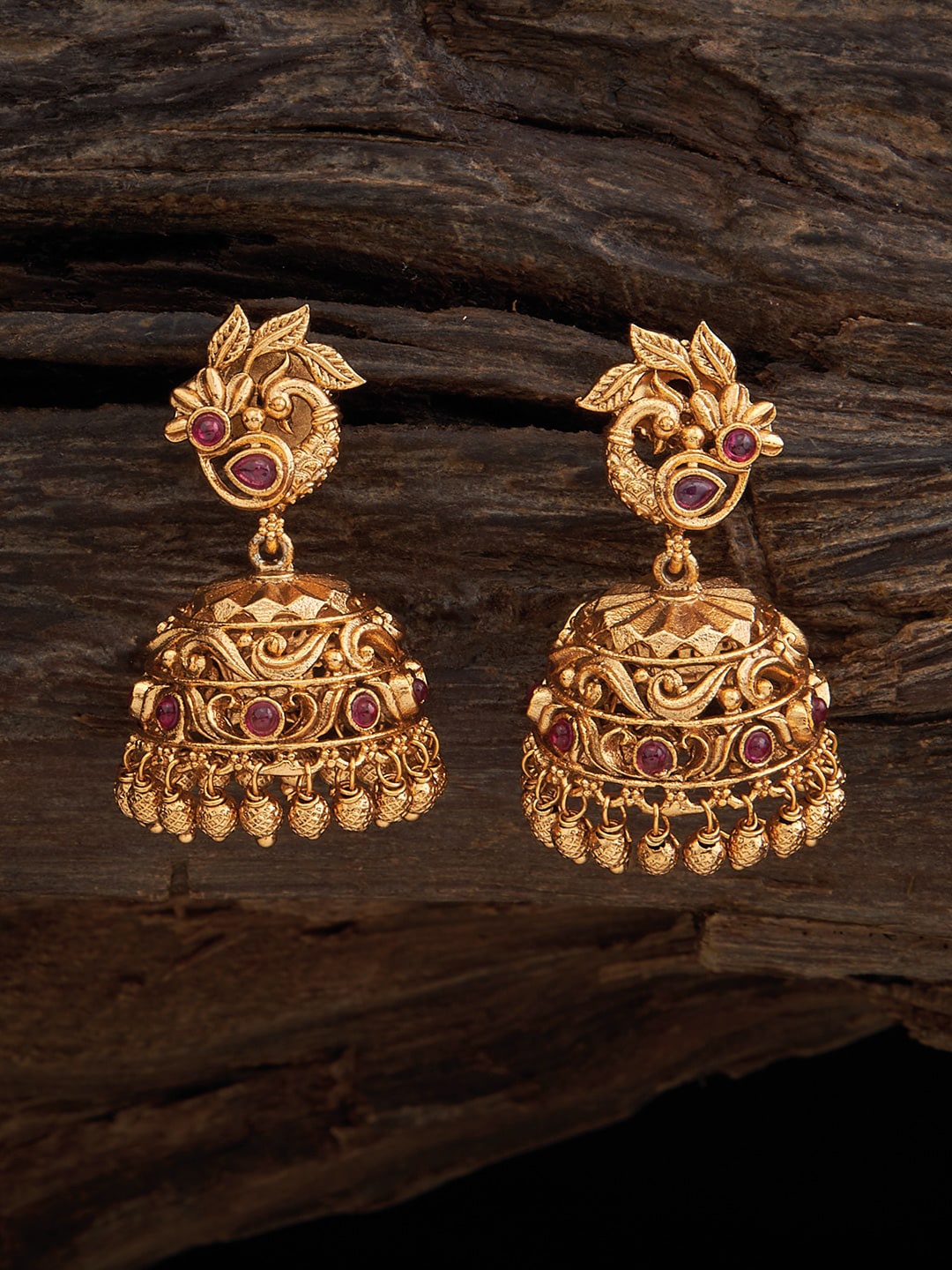 

Kushal's Fashion Jewellery Gold Plated Dome Shaped Antique Jhumkas