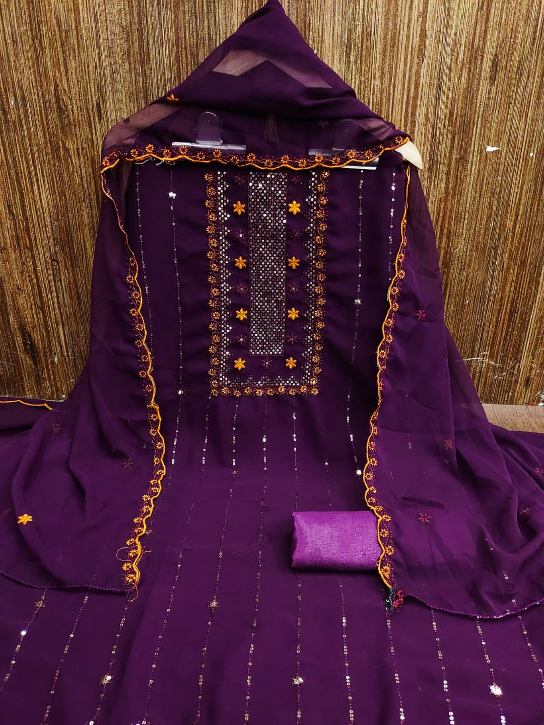 

LeeliPeeri Designer Ethnic Motifs Embroidered Unstitched Dress Material, Purple