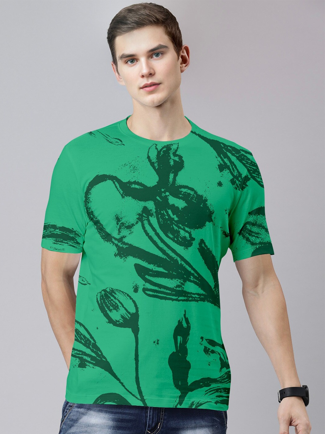 

Huetrap Graphic Printed Pure Cotton T-shirt, Green