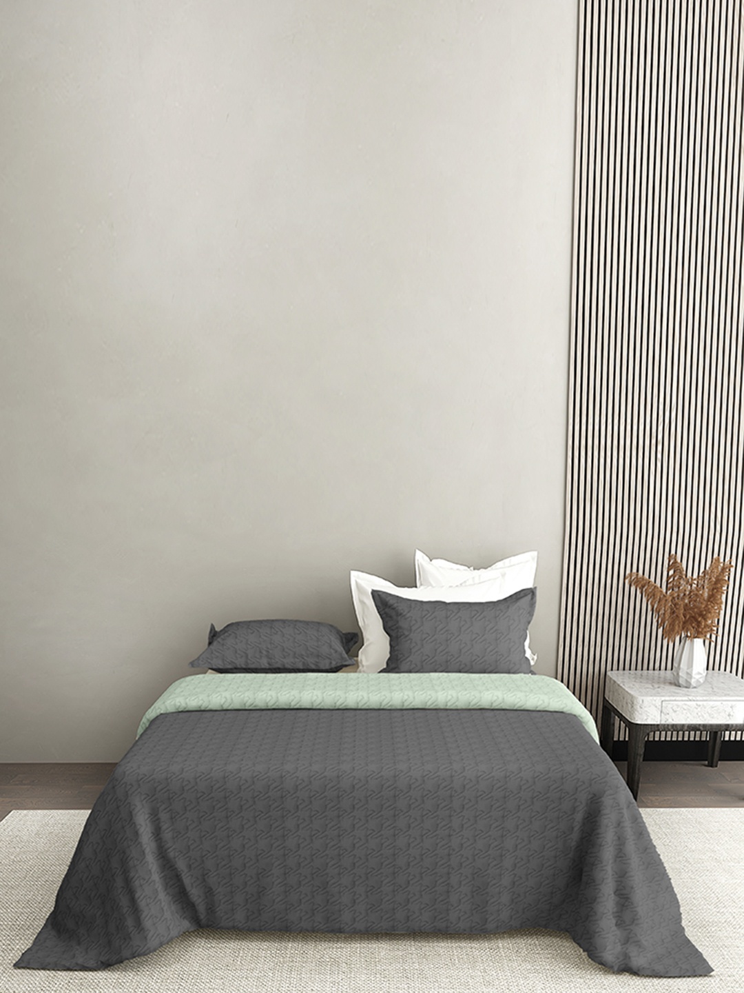 

LABHAM Charcoal Printed 349 TC Double Queen Bedsheet With 2 Pillow Covers