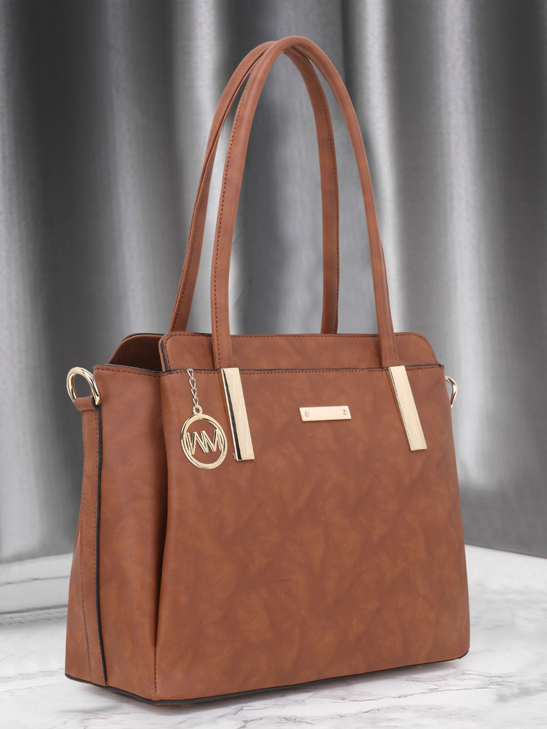 

WOMEN MARKS Structured Shoulder Bag, Tan