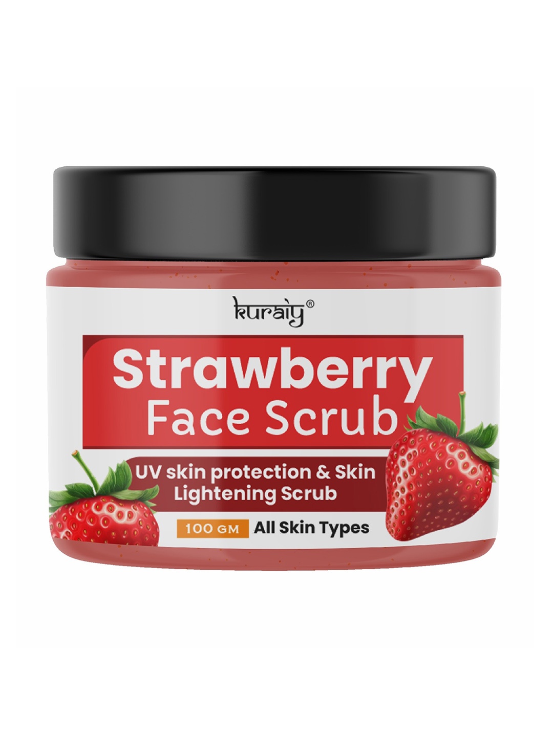 

KURAIY UV Skin Protection Strawberry Face Scrub for Skin Lightening - 100g, Red