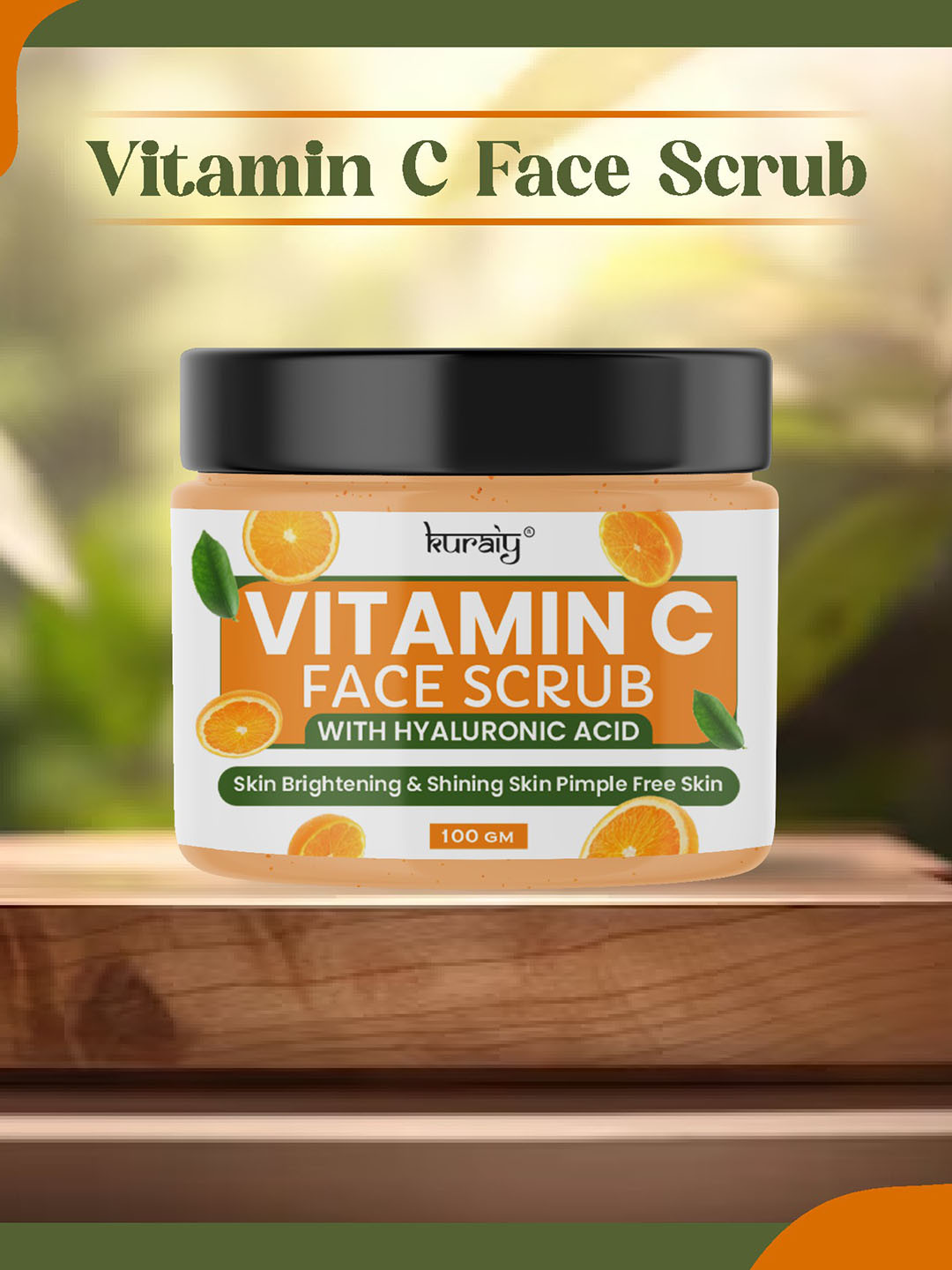 

KURAIY Vitamin C Face Scrub with Hyaluronic Acid - 100 g, Orange