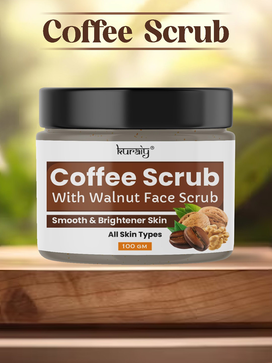 

KURAIY Set Of 2 Coffee Scrub With Walnut - 100g Each, White