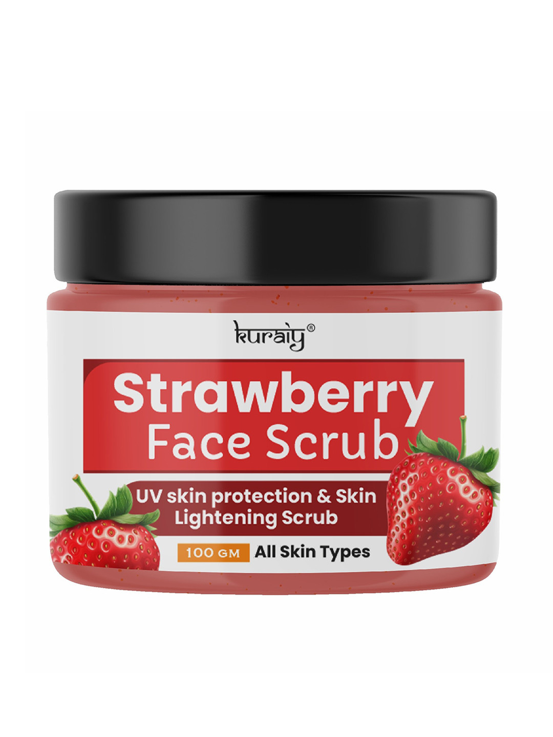 

KURAIY UV Skin Protection Strawberry Face Scrub for Skin Lightening - 100g, Red