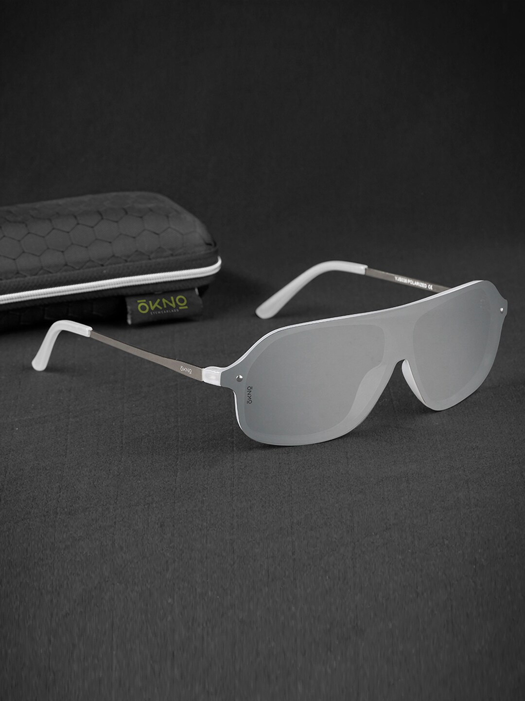 

OKNO Unisex Rectangle Sunglasses with Polarised Lens OKSkyeJHC2, Silver