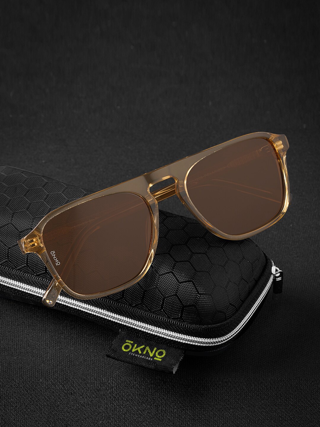 

OKNO Haydn Unisex Square Sunglasses with Polarised Lens OKHaydnMBC2, Brown