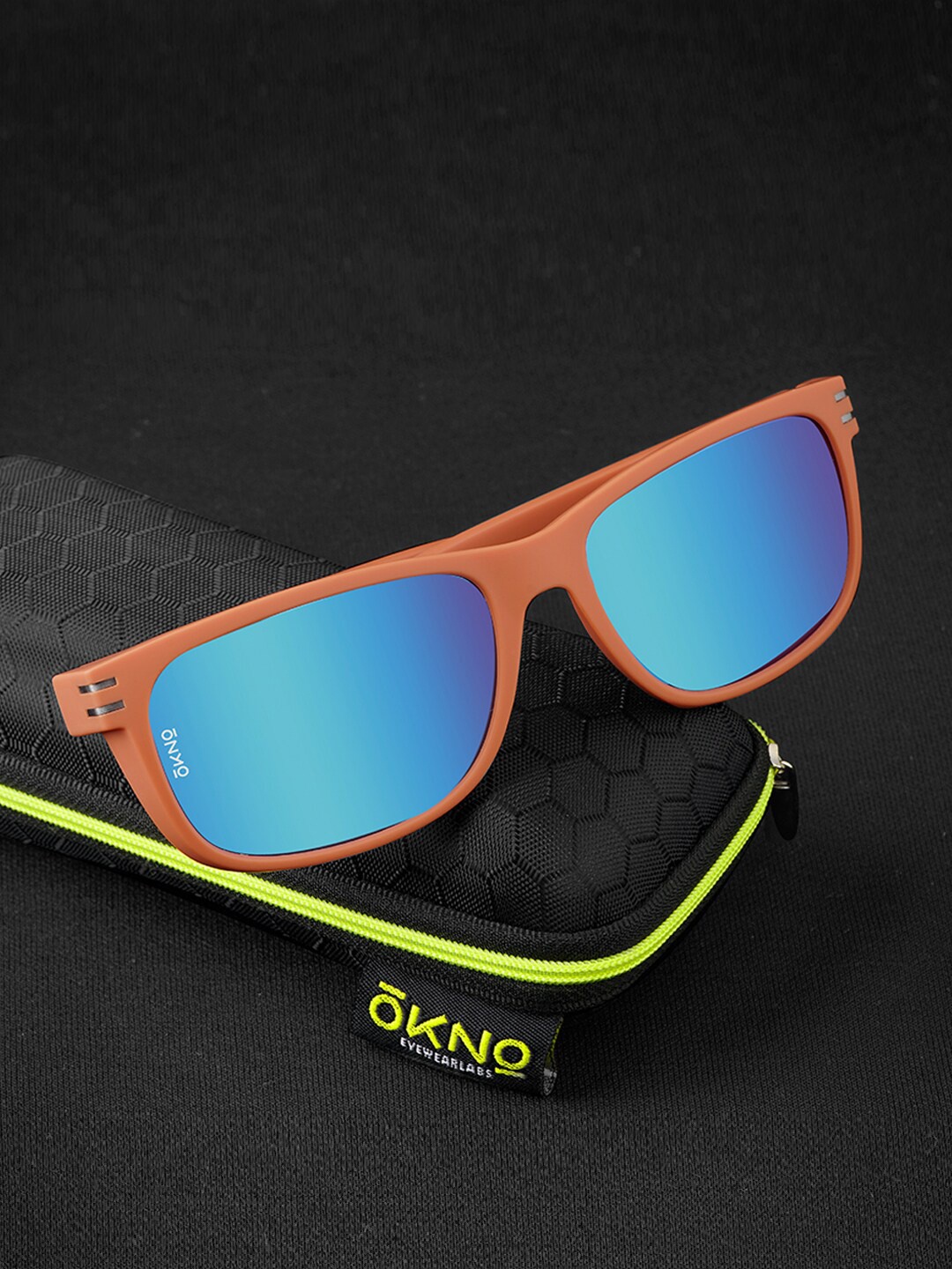 

OKNO Unisex Rectangle Sunglasses with Polarised Lens OKSalvoFKC2, Blue