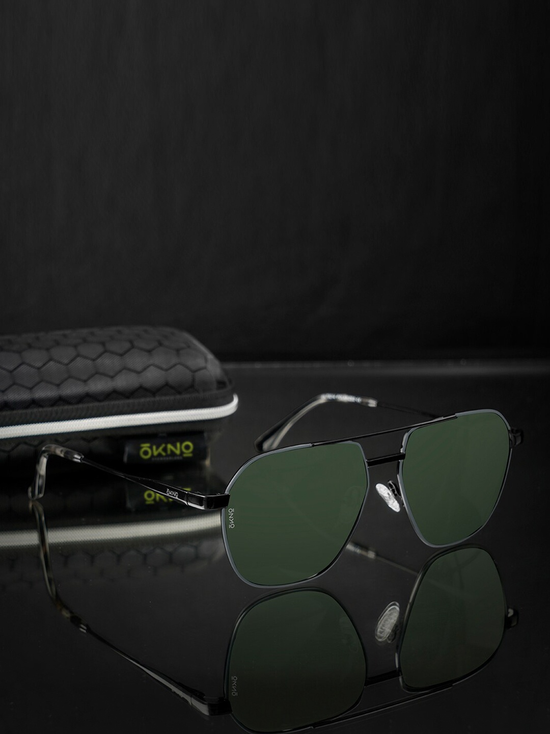 

OKNO Unisex Aviator Sunglasses with Polarised Lens OKZedSntC2, Green