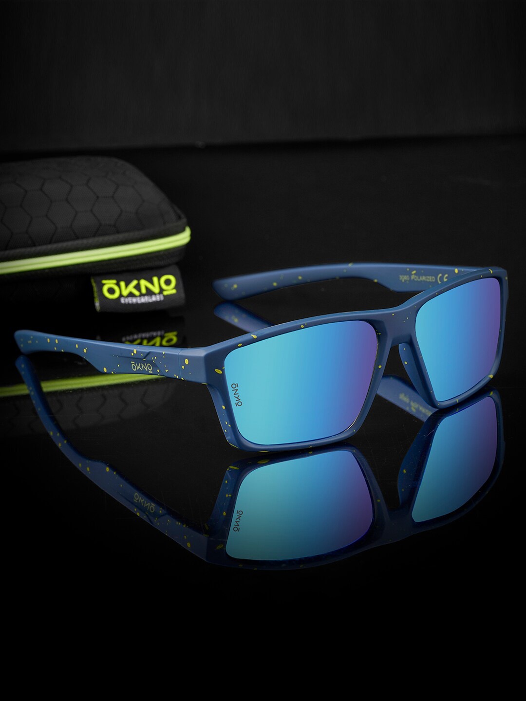 

OKNO NORG Unisex Rectangle Sunglasses with Polarised Lens OKNorgFKC8, Blue
