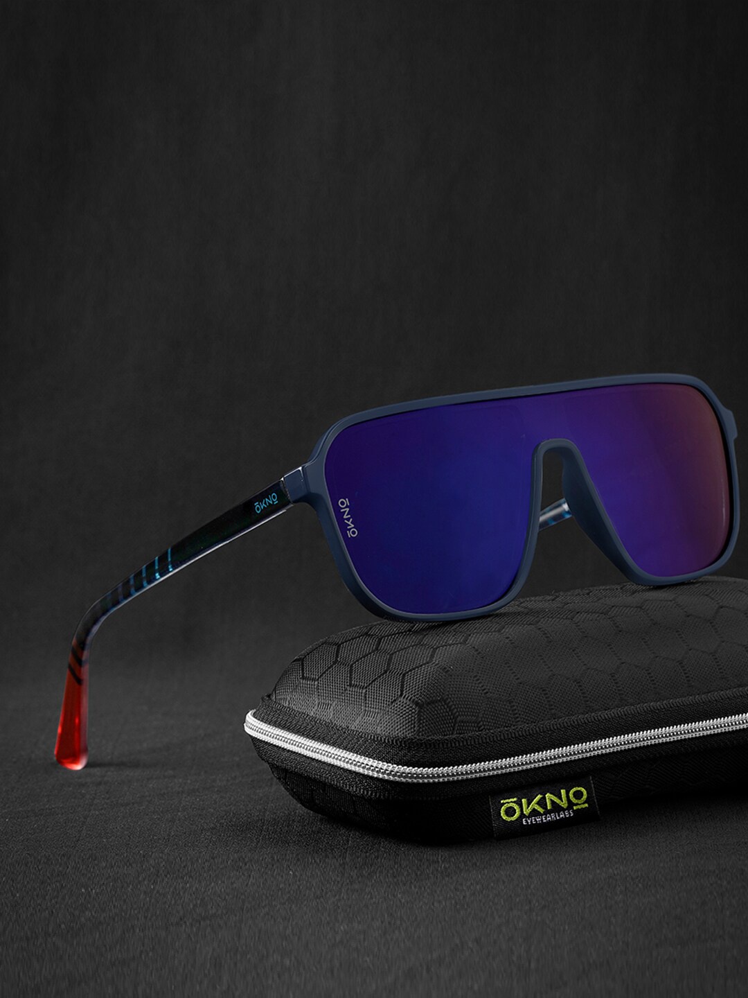 

OKNO Unisex Rectangle Sunglasses with Polarised Lens, Blue