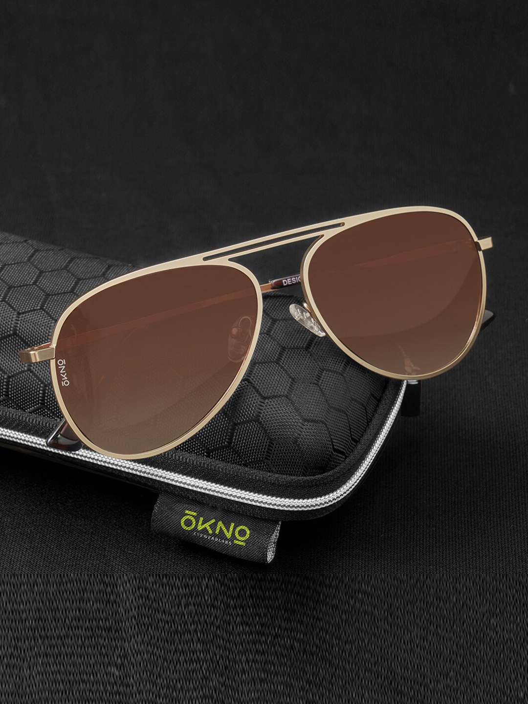 

OKNO Unisex Aviator Sunglasses with Polarised Lens OKRyuSntC1, Brown