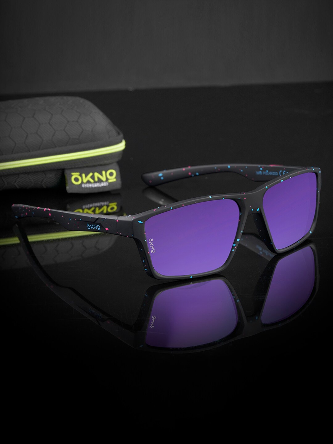 

OKNO Unisex Rectangle Sunglasses with Polarised Lens OKNorgFKC5, Purple