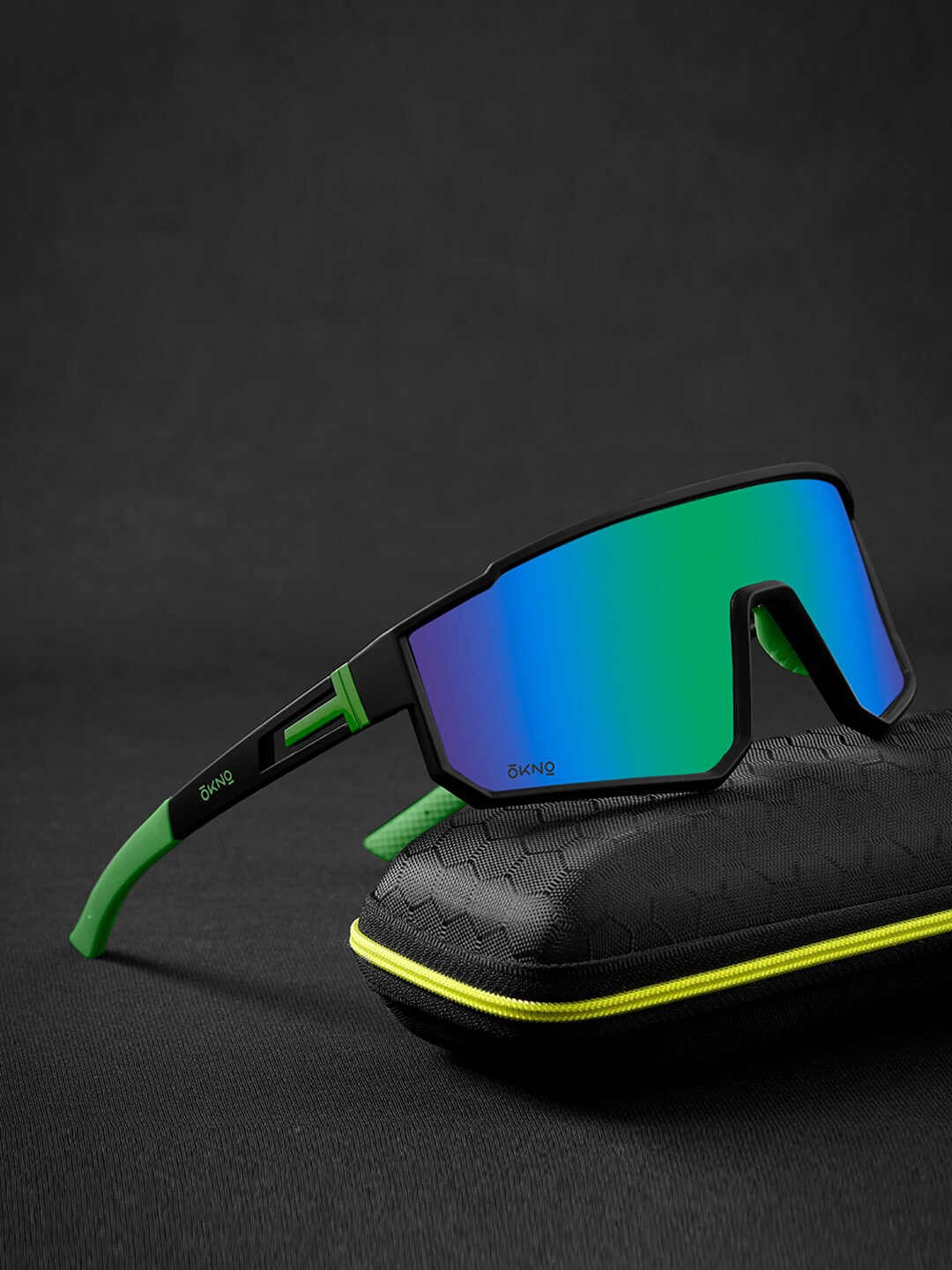 

OKNO Ryker Unisex Rectangle Sunglasses with Polarised Lens OKRykerFKC4, Green