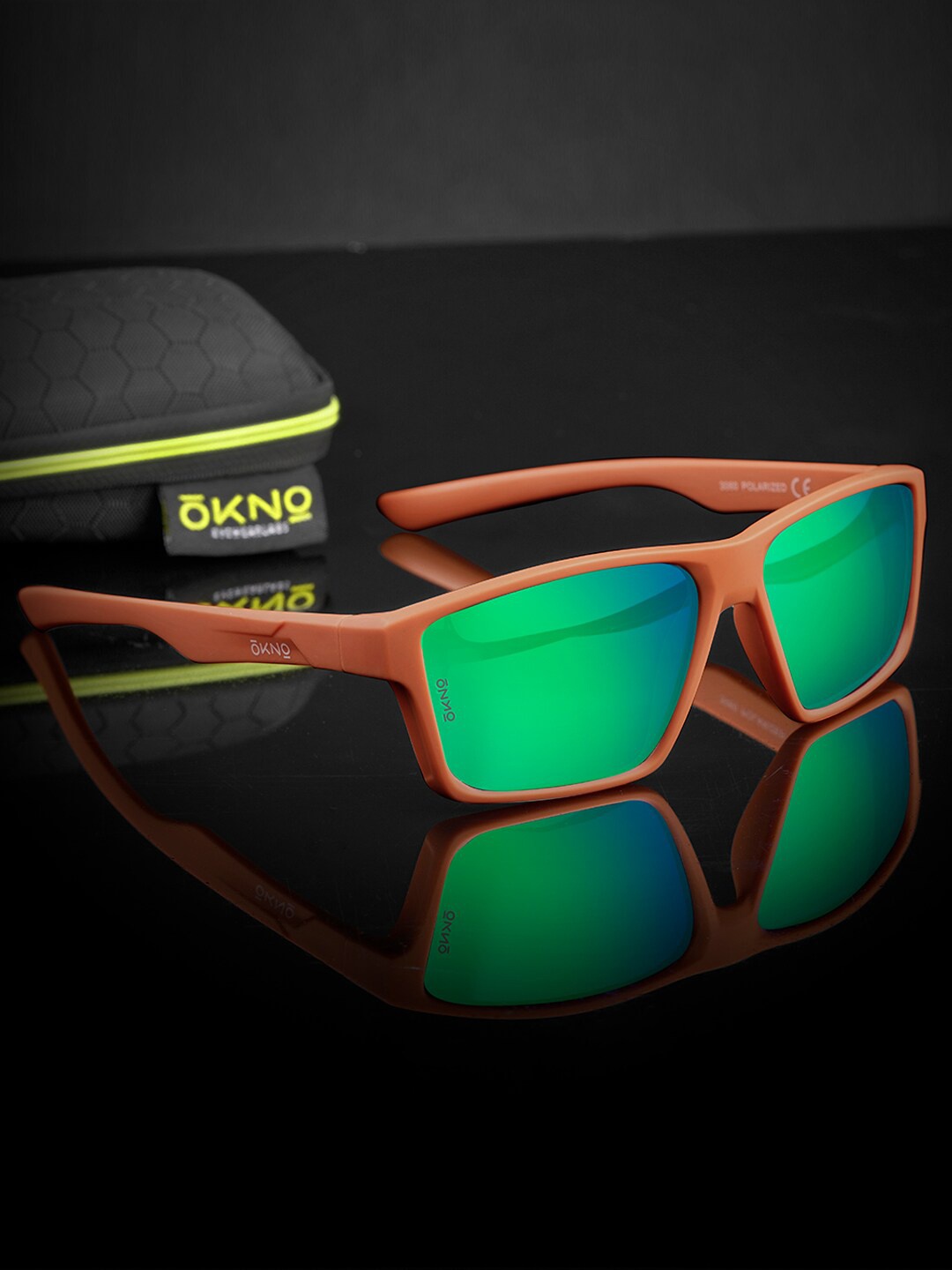 

OKNO Unisex Rectangle Sunglasses With Polarised Lens, Green