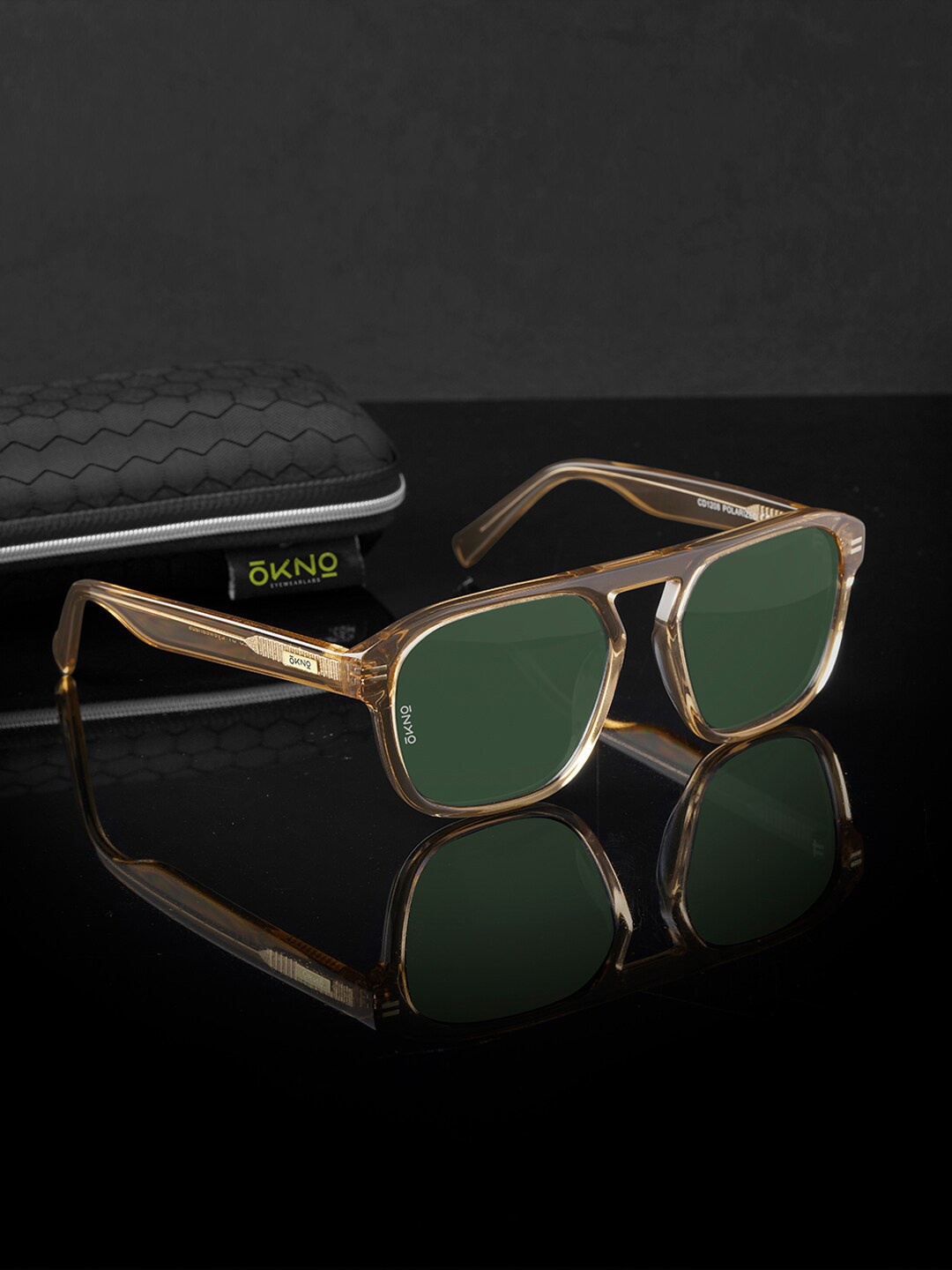 

OKNO Unisex Square Sunglasses With Polarised Lens, Green